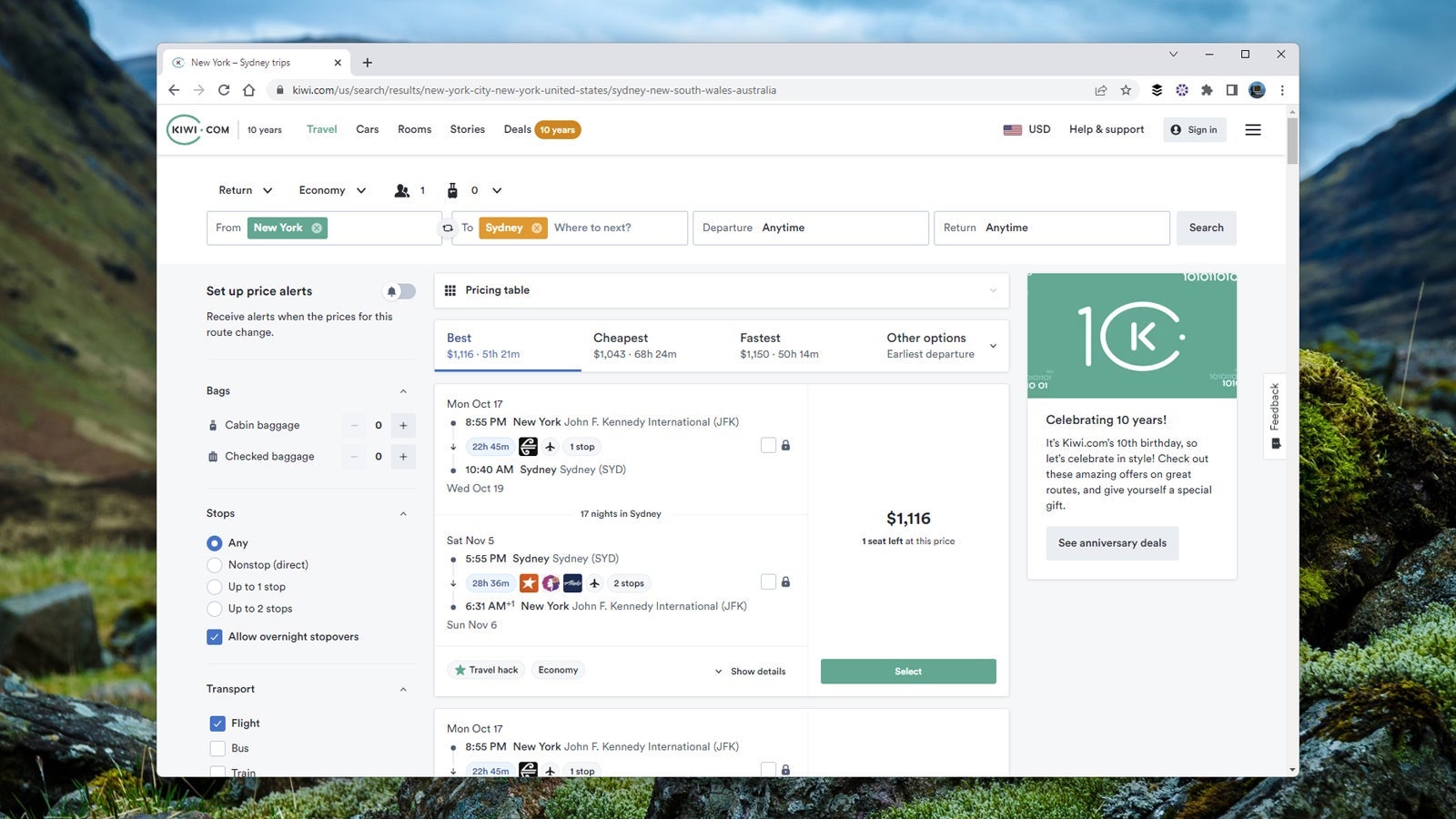 Screenshot: Kiwi