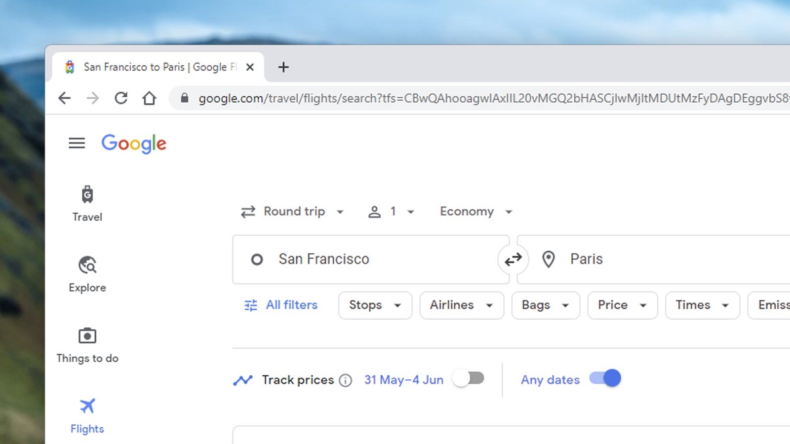Screenshot: Google Flights