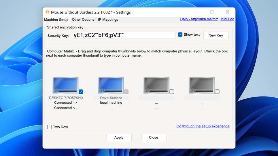 Screenshot: Mouse without borders / Microsoft