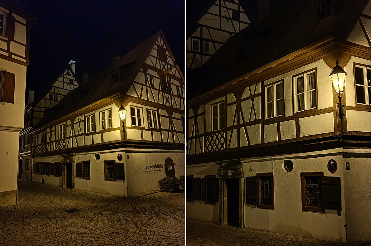 A la izquierda, foto en modo nocturno. A la derecha, modo nocturno con zoom 2X.