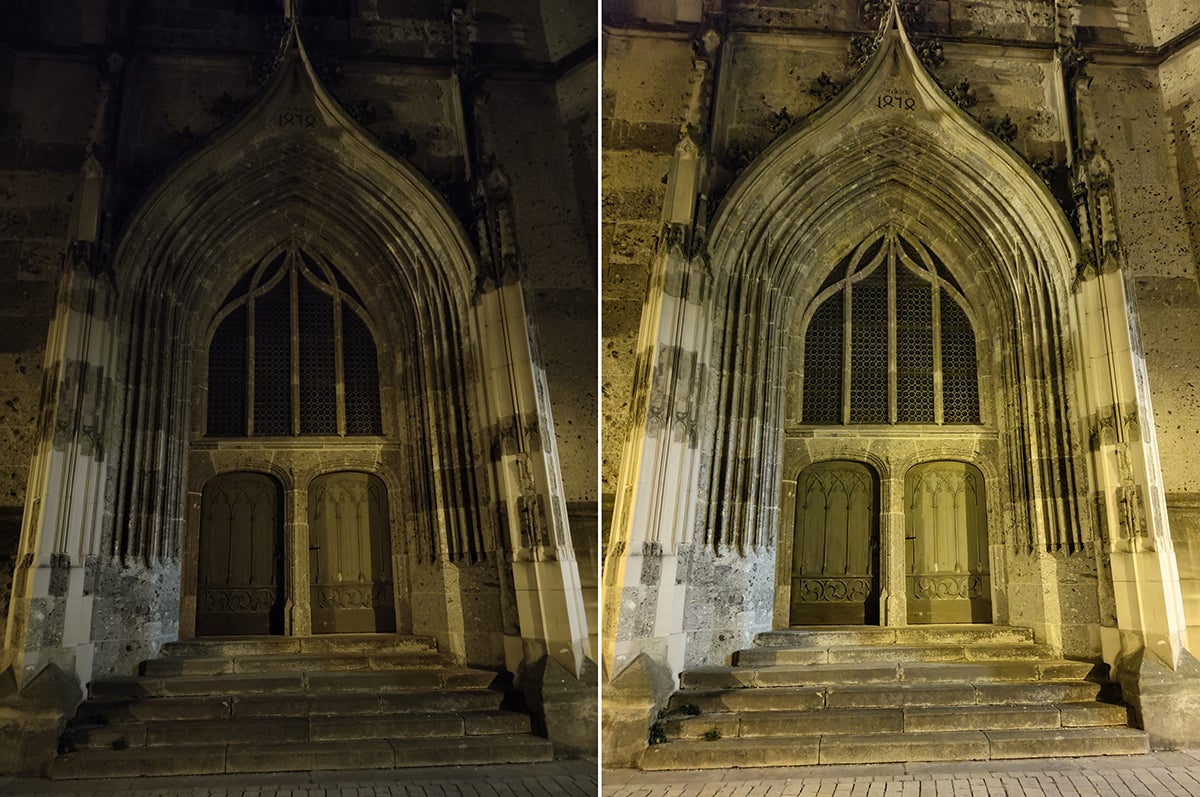 A la izquierda, mono normal. A la derecha, modo nocturno.