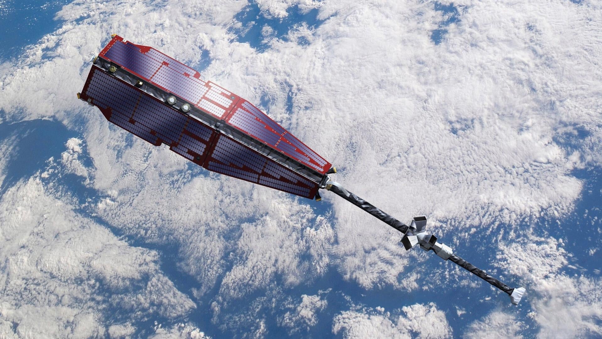 Representación artística de un satélite Swarm.