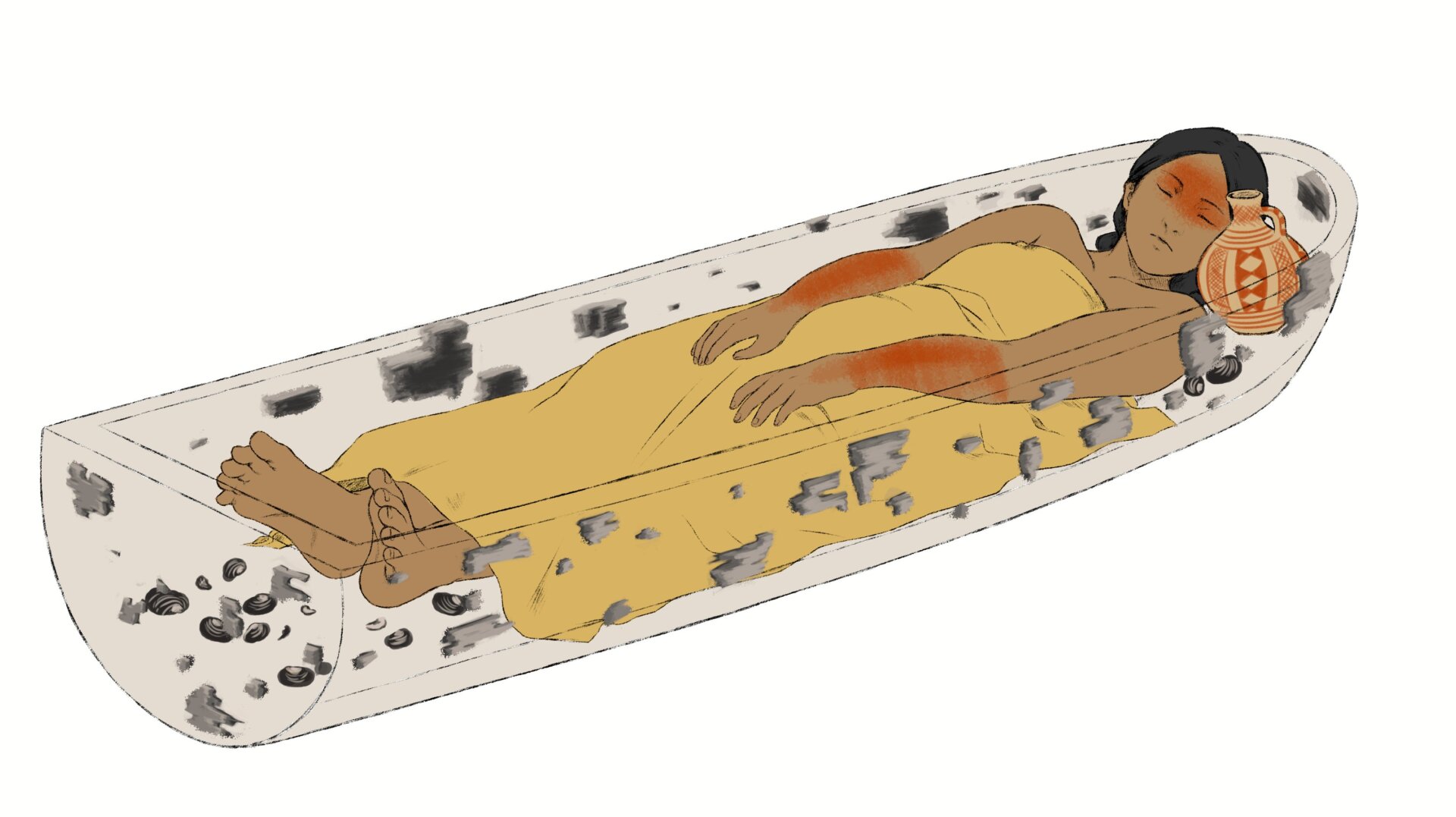 Una ilustración de la Individua 3, que fue enterrada hace unos 880 años.