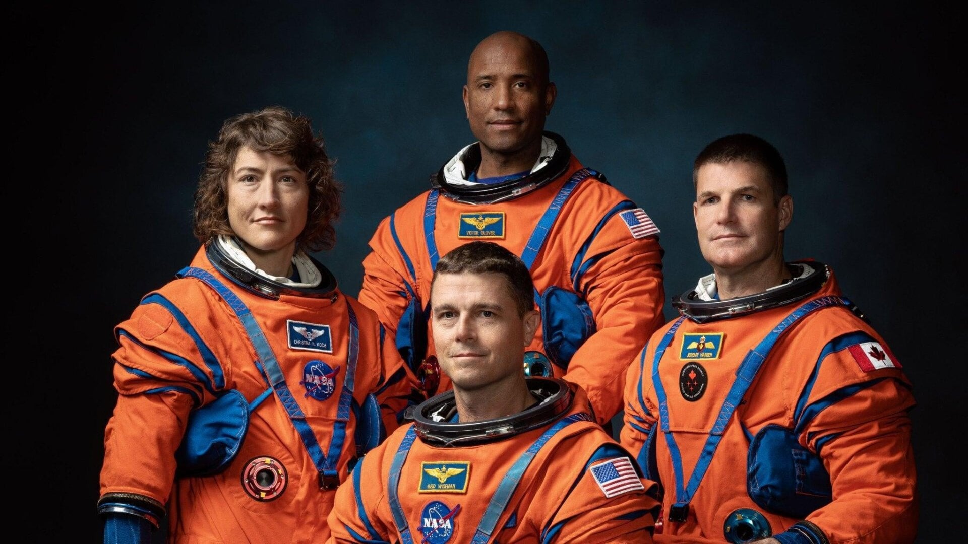 El equipo de Artemis 2: Christina Koch, Victor Glover, Reid Wiseman y Jeremy Hansen. 