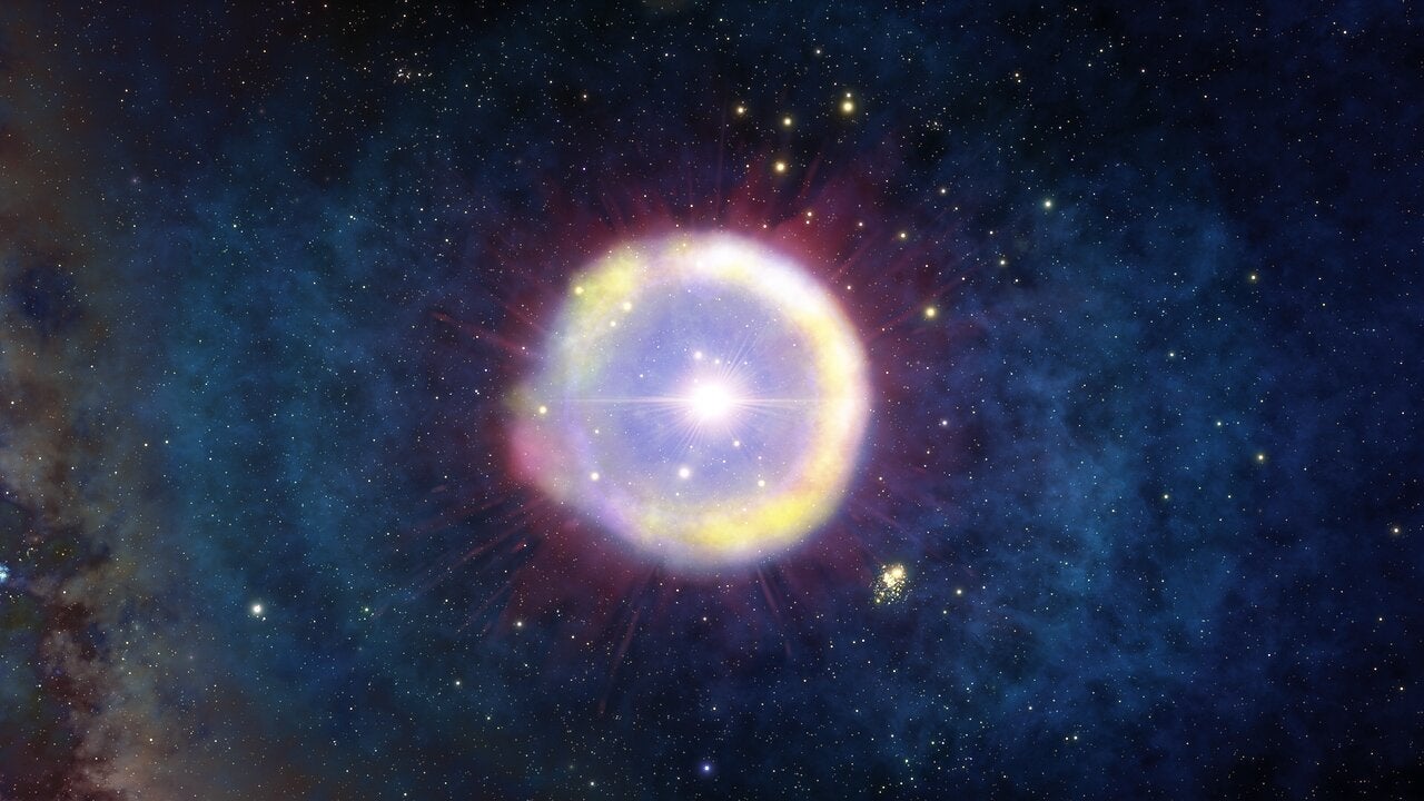 Una interpretación artística de un campo de estrellas de Población III.