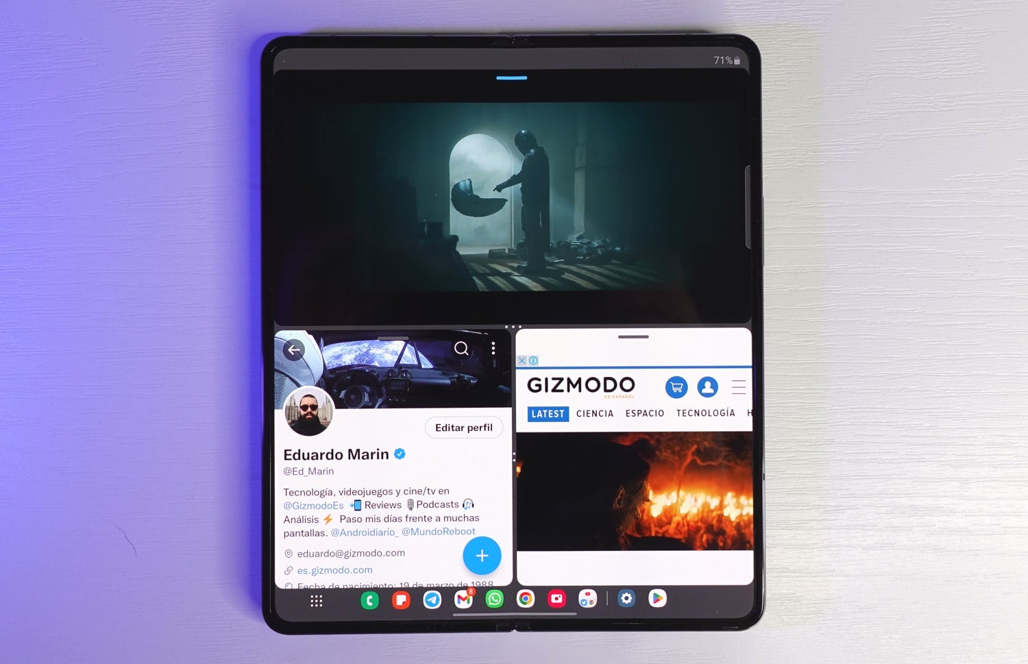 Así se ve el dock de aplicaciones, incluyendo un acceso directo a 3 apps al mismo tiempo.