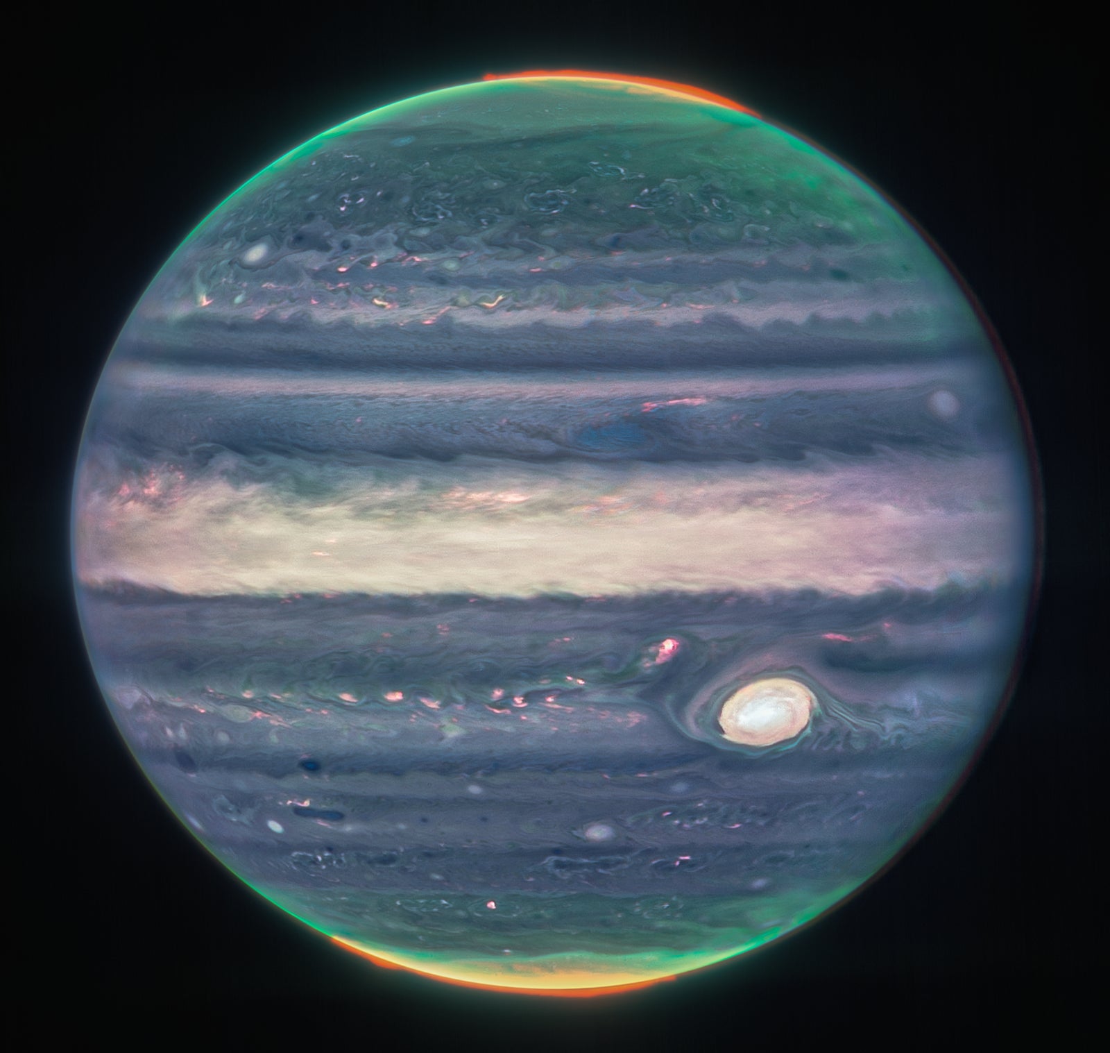 Image: NASA, ESA, CSA, Jupiter ERS Team; procesado de imagen de Judy Schmidt