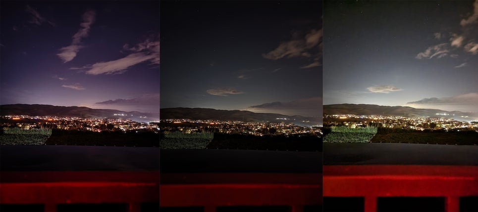 De izquierda a derecha: OnePlus 10 Pro, Pixel 6 Pro y Galaxy S22 Ultra.