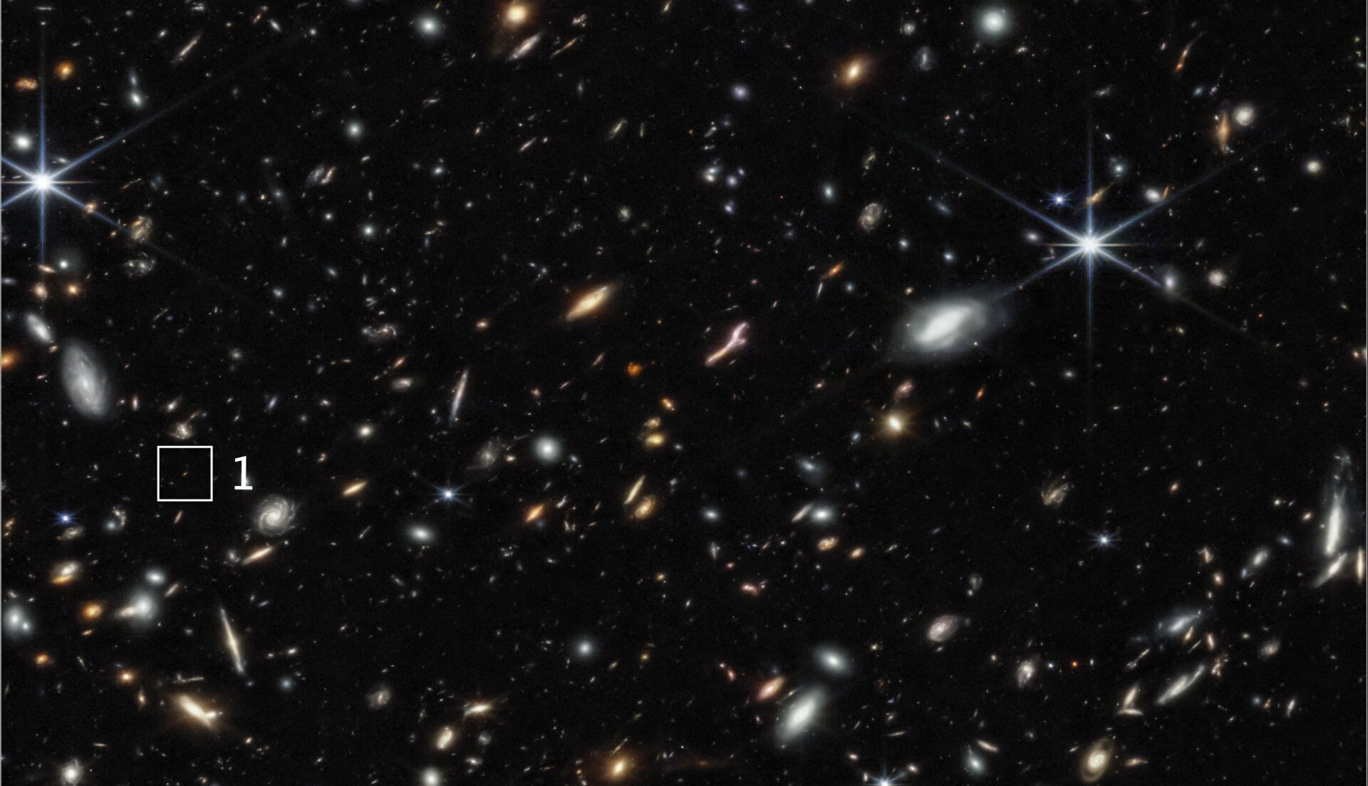 Un fragmento de una imagen de campo profundo reciente del Webb