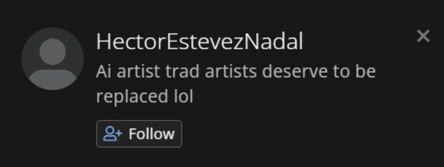 Ejemplo de perfil de usuario que sube imágenes generadas por IA a Artstation.