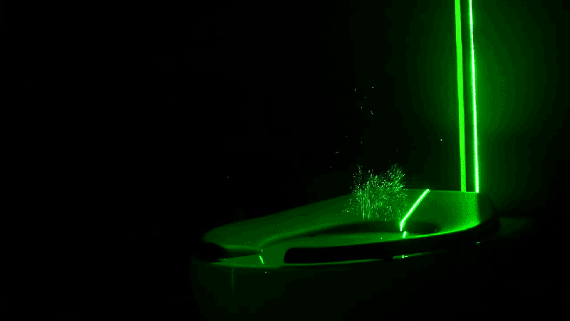Investigadores de la Universidad de Colorado Boulder crearon una fina cortina de luz láser para visualizar el rocío del inodoro