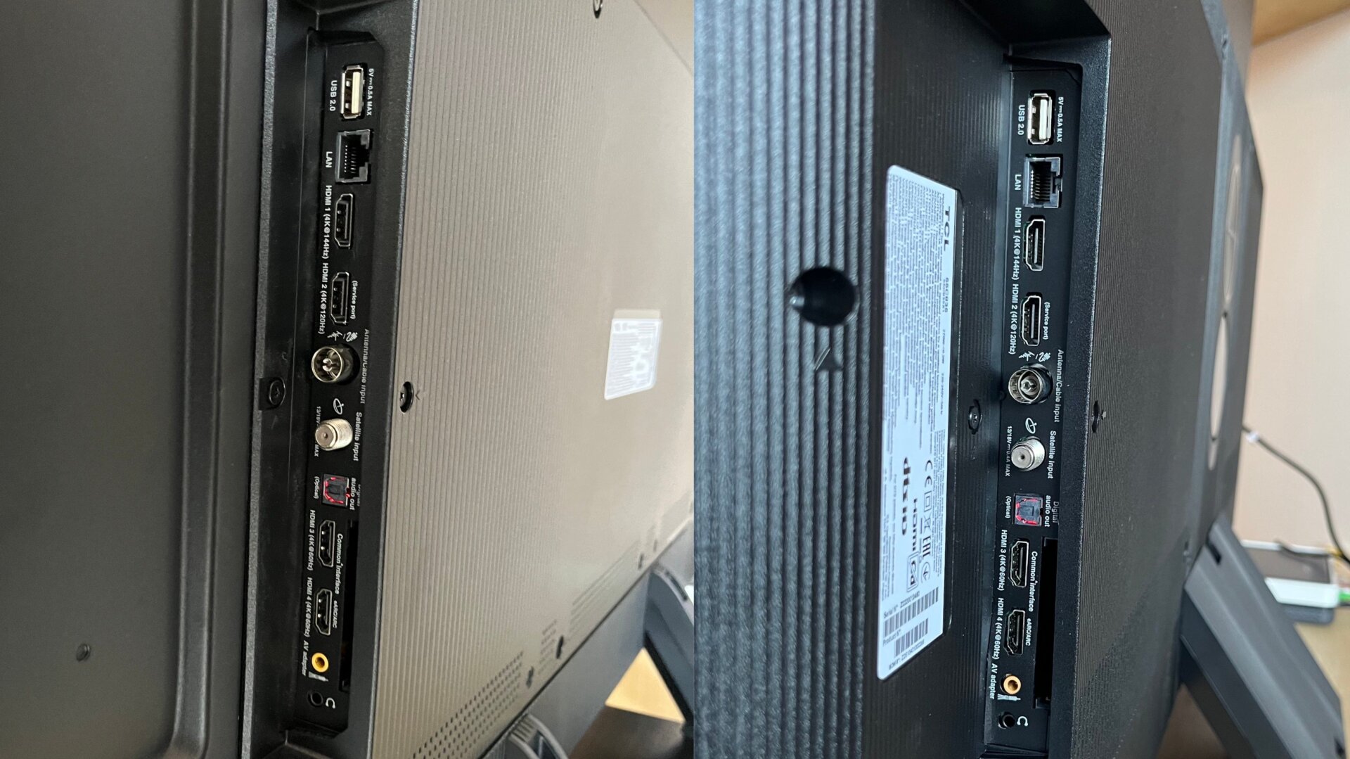 A la izquierda, los puertos y conexiones del 55C735, a la derecha los del 55C835