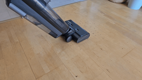 Tragar pequeños sólidos como estas lentejas le puede llevar alguna pasada extra, pero al final las termina recogiendo todas.