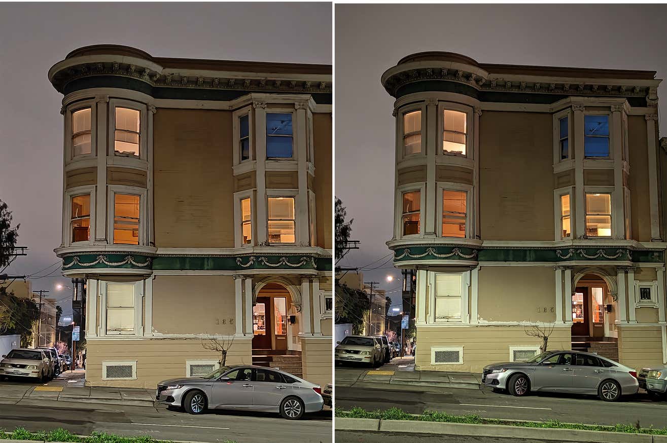 A la izquierda, la foto tomada con el OnePlus 11, a la derecha, con el Pixel 7.