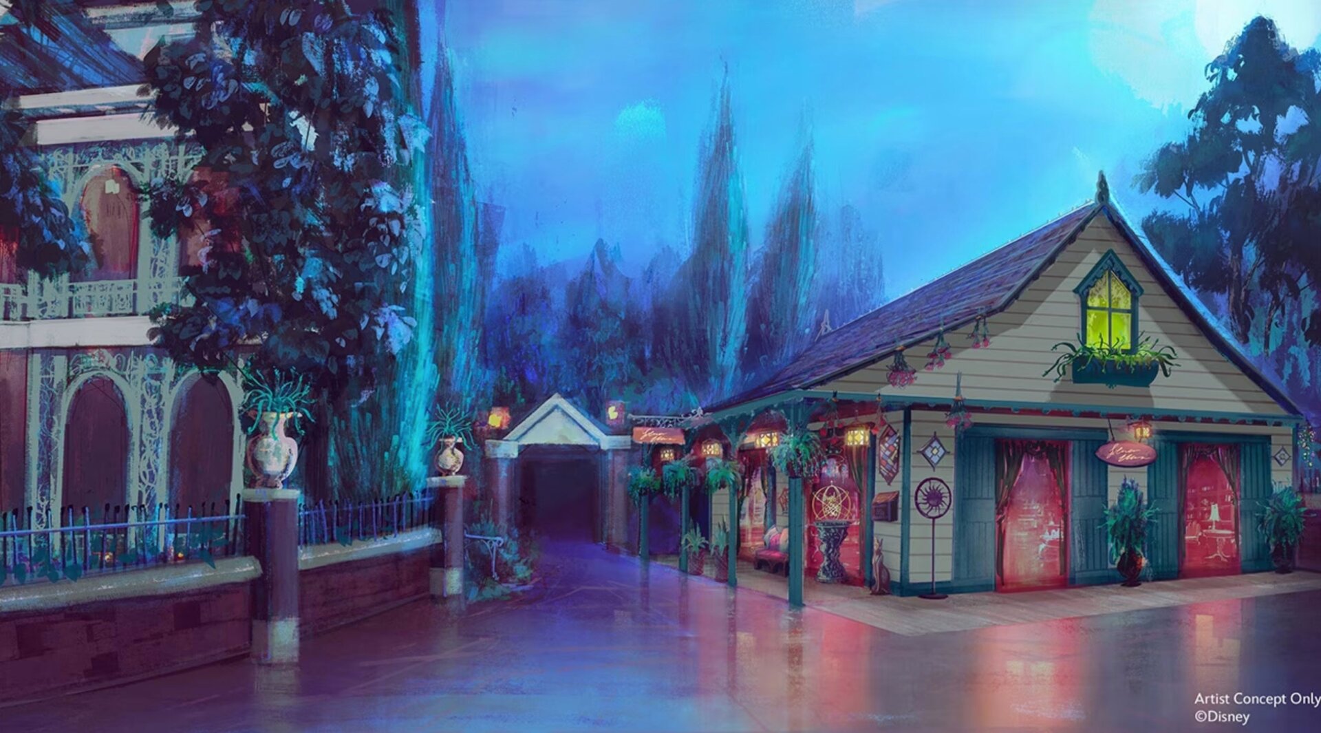 Arte conceptual de la nueva tienda de regalos junto al paseo exii.Imagen: Parques Disney