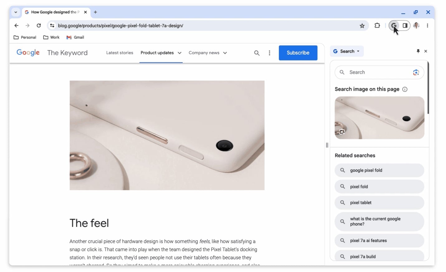 Google en la barra lateral del navegador Chrome. ¡Es útil!