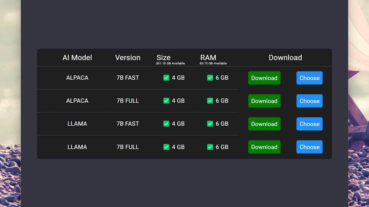 Tienes una selección de modelos de idiomas para elegir.