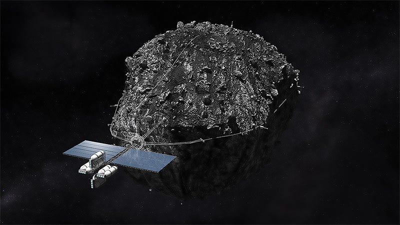 Imagen conceptual de una futura misión de minería de asteroides. Imagen: NASA