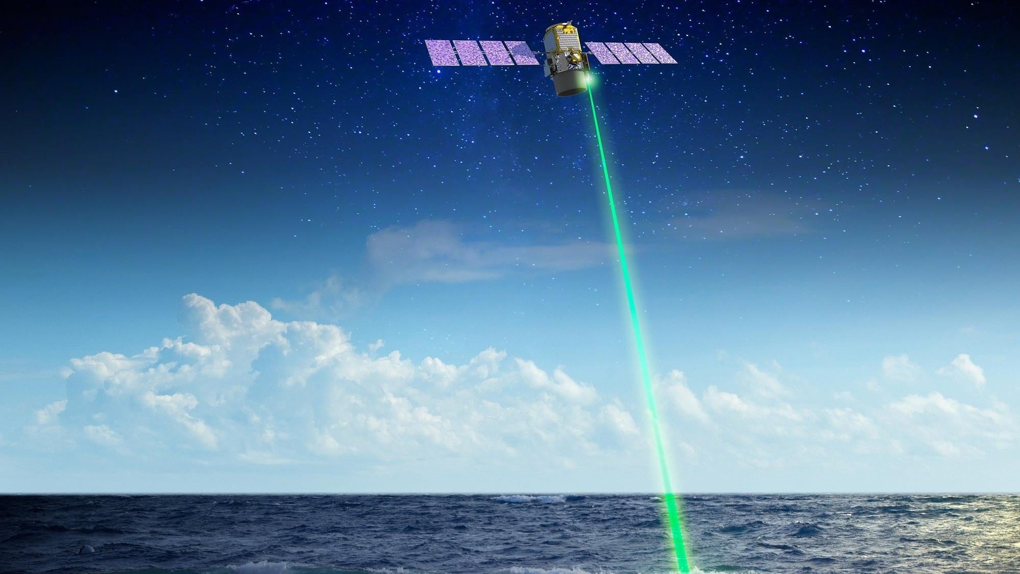 Una ilustración del satélite lidar CALIPSO basado en el espacio.