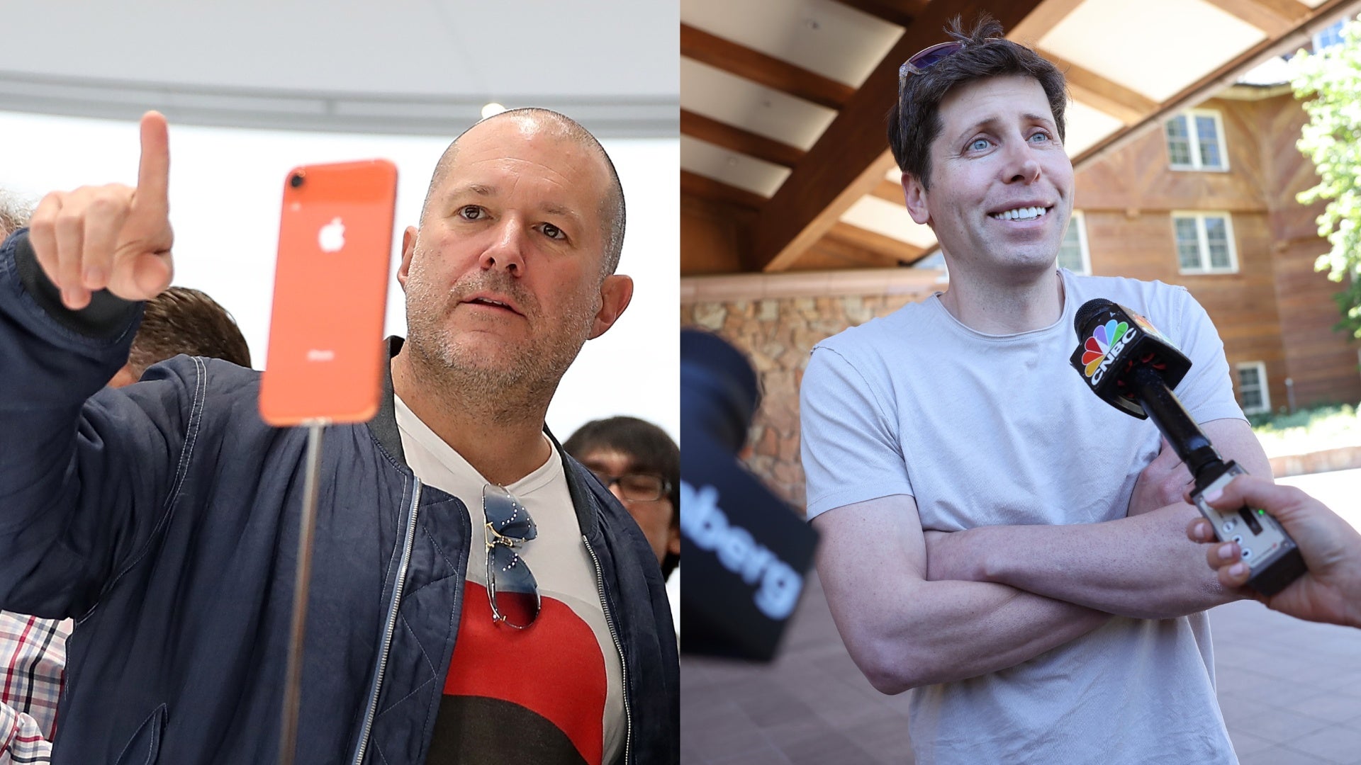 El ex director de diseño de Apple, Jony Ive (izq.), y el director ejecutivo de OpenAI, Sam Altman (derecha).