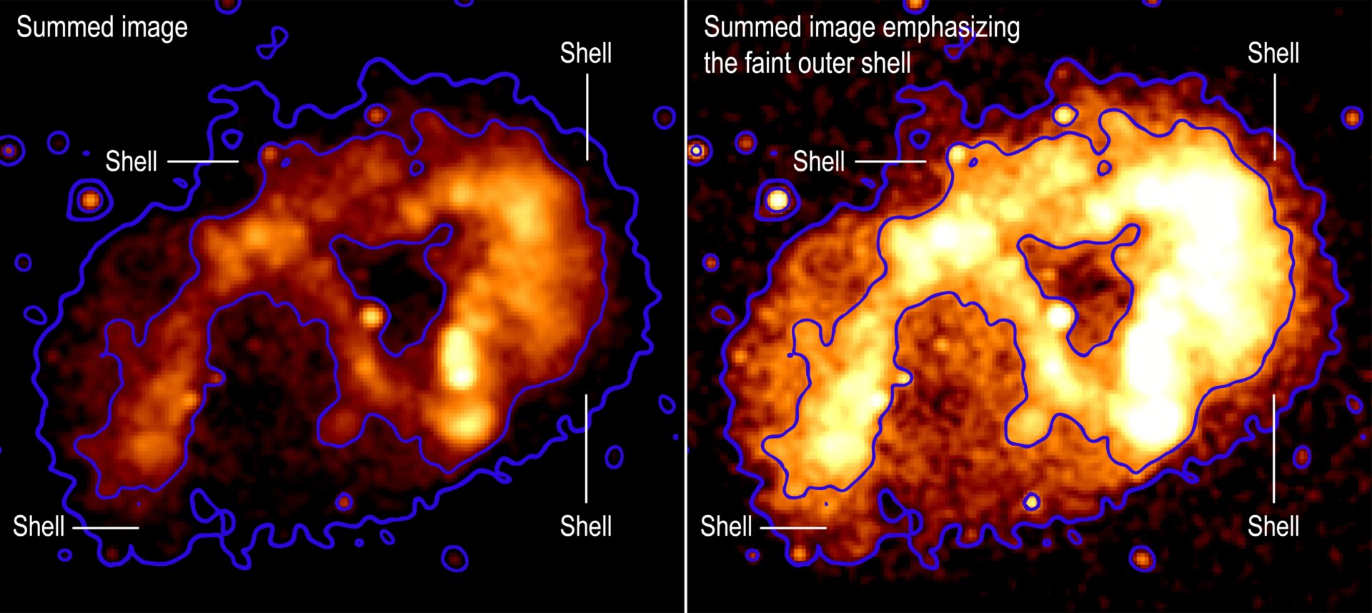 Un gráfico que muestra la capa de rayos X que rodea el sistema estelar y la nebulosa.
