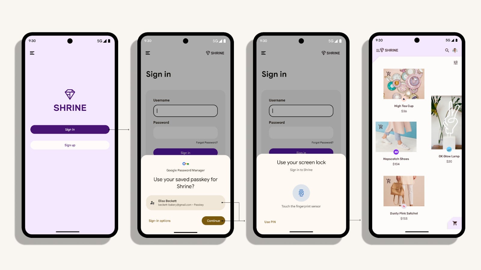 Cómo se ve la solicitud de claves de acceso en Android.