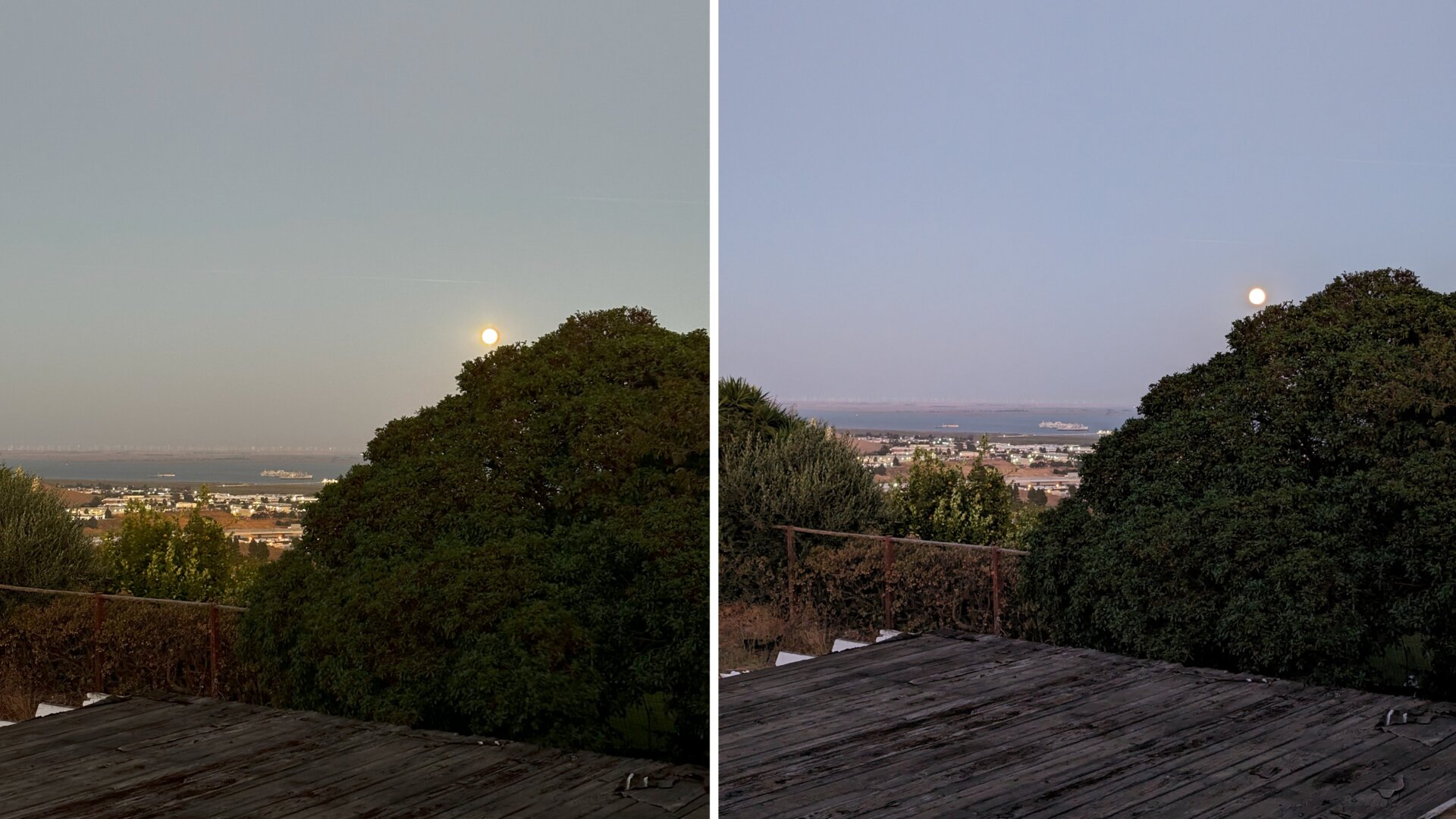 Tomas de muestra con el iPhone 15 a la izquierda y el Pixel 7 a la derecha.