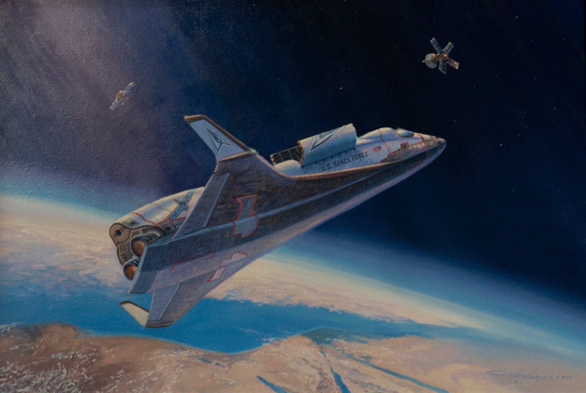 La pintura, titulada “High Ground Intercept”.