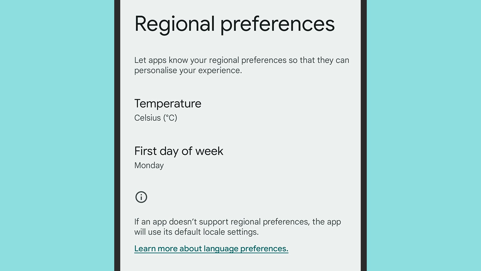 Informe a Android 14 sus preferencias.