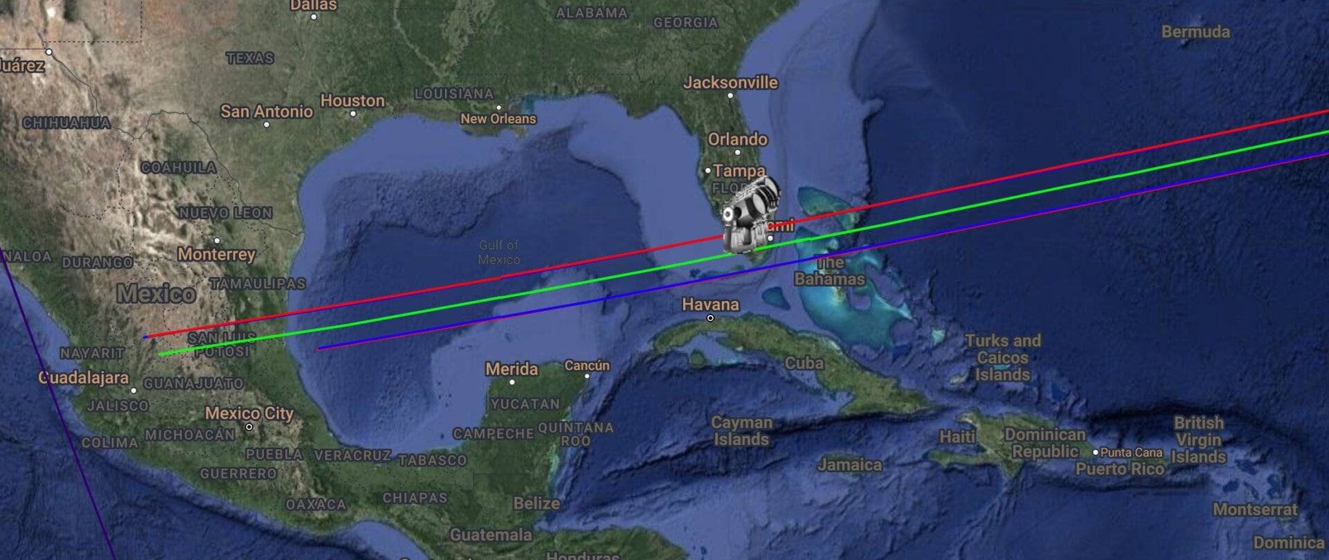 La trayectoria esperada sobre América del Norte incluye el sur de Florida. 