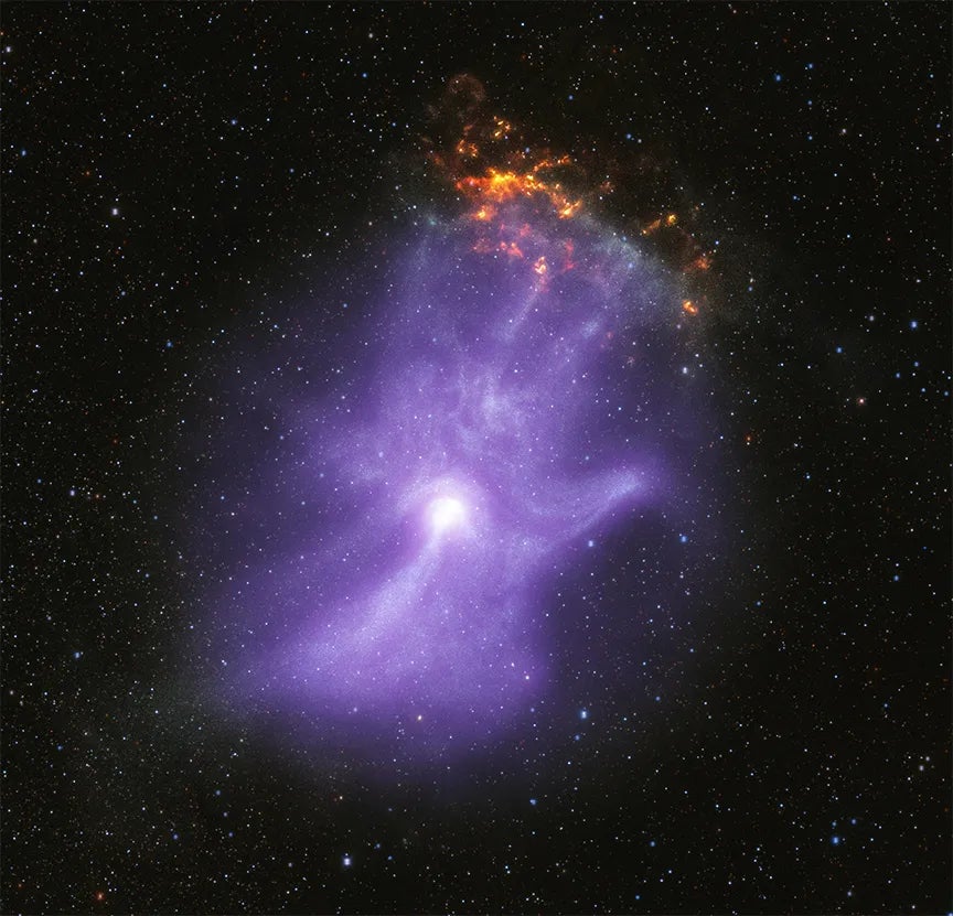 Image: X-ray: NASA/CXC/Stanford Univ./R. Romani et al. (Chandra); NASA/MSFC (IXPE); Infared: NASA/JPL-Caltech/DECaPS; Image Processing: NASA/CXC/SAO/J. Schmidt)