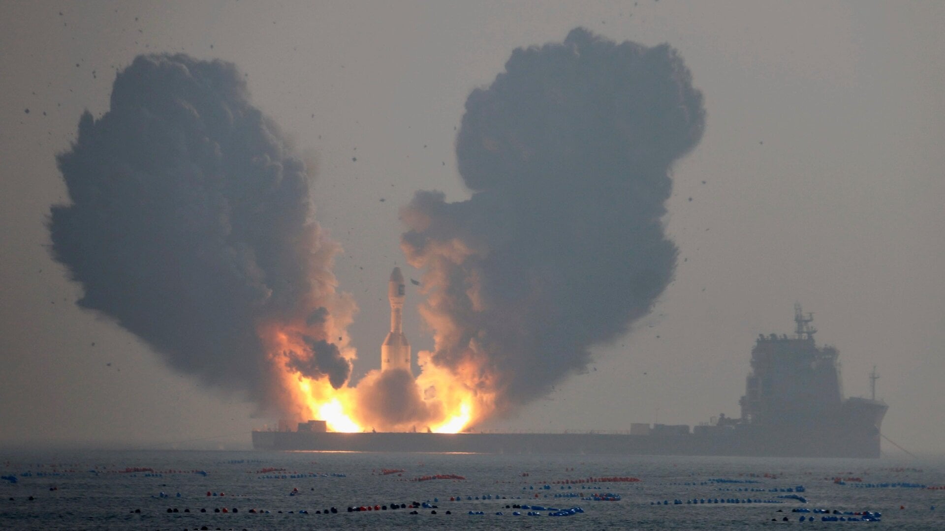 Un cohete Gravity-1 (YL-1) fue lanzado desde la costa de Haiyang, en la provincia de Shandong, en el este de China, el 11 de enero de 2024.