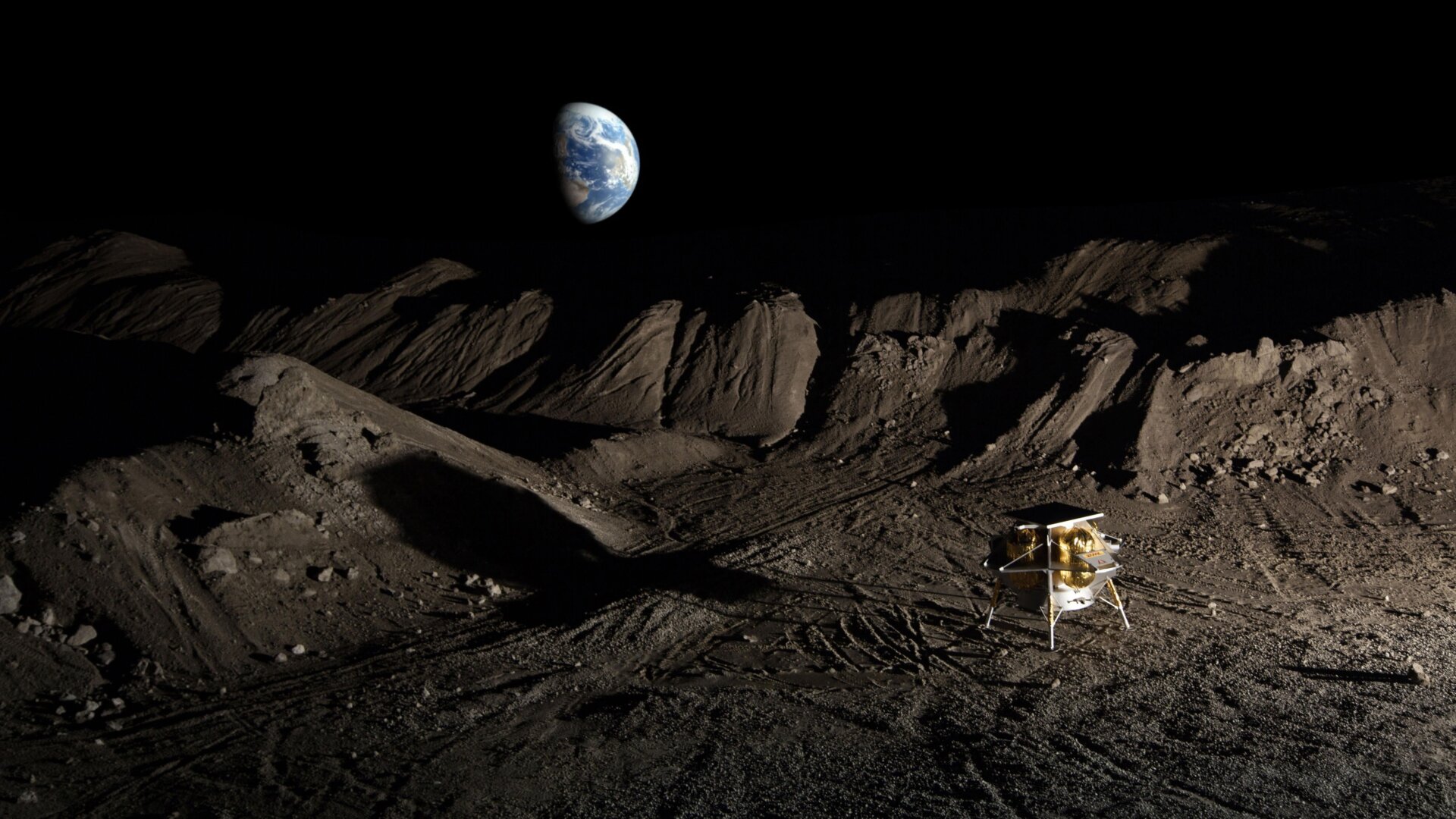 Vista conceptual del módulo de Peregrino de Astrobotic en la Luna.
