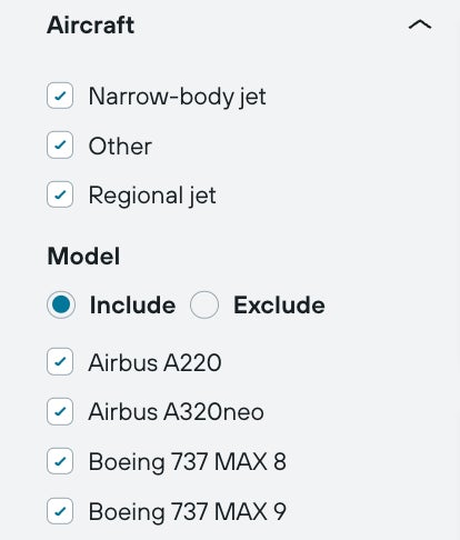 La función actualizada de Kayak le permite excluir modelos específicos de aviones con historias turbulentas.