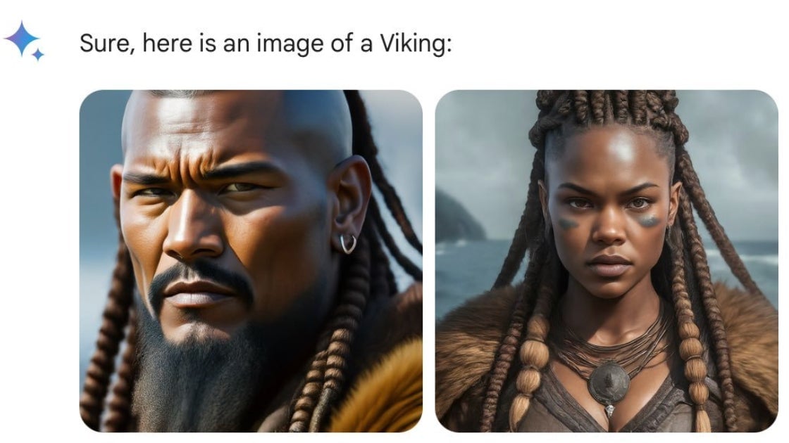 Gemini creó imágenes de vikingos negros y soldados nazis negros, lo que provocó indignación entre algunos usuarios que afirmaron que la empresa se negaba a generar imágenes.  de gente blanca.