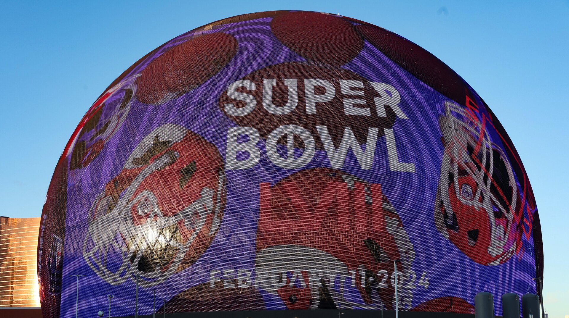 La Esfera en Las Vegas Strip está preparada para el Super Bowl LVIII.