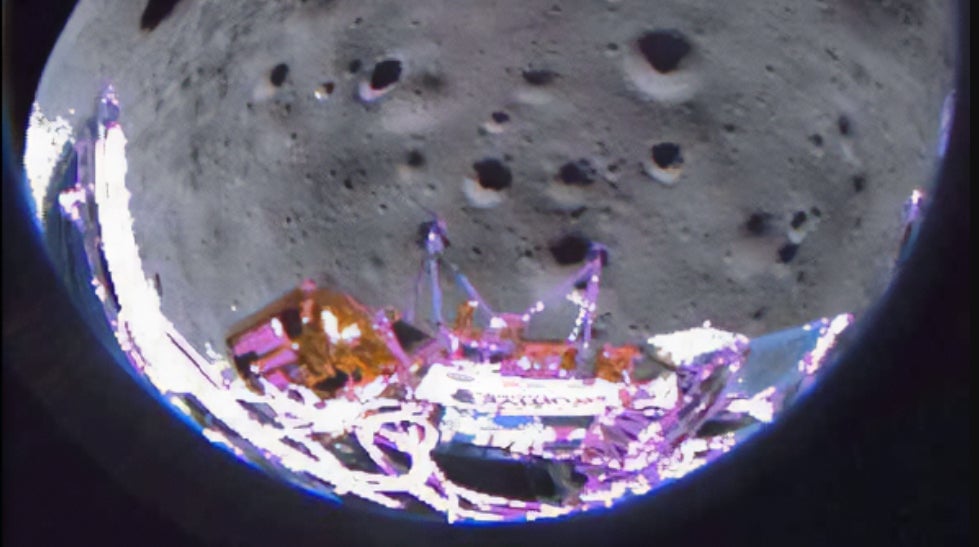 El módulo de aterrizaje Odysseus aterrizó en la superficie de la Luna el 22 de febrero de 2024.