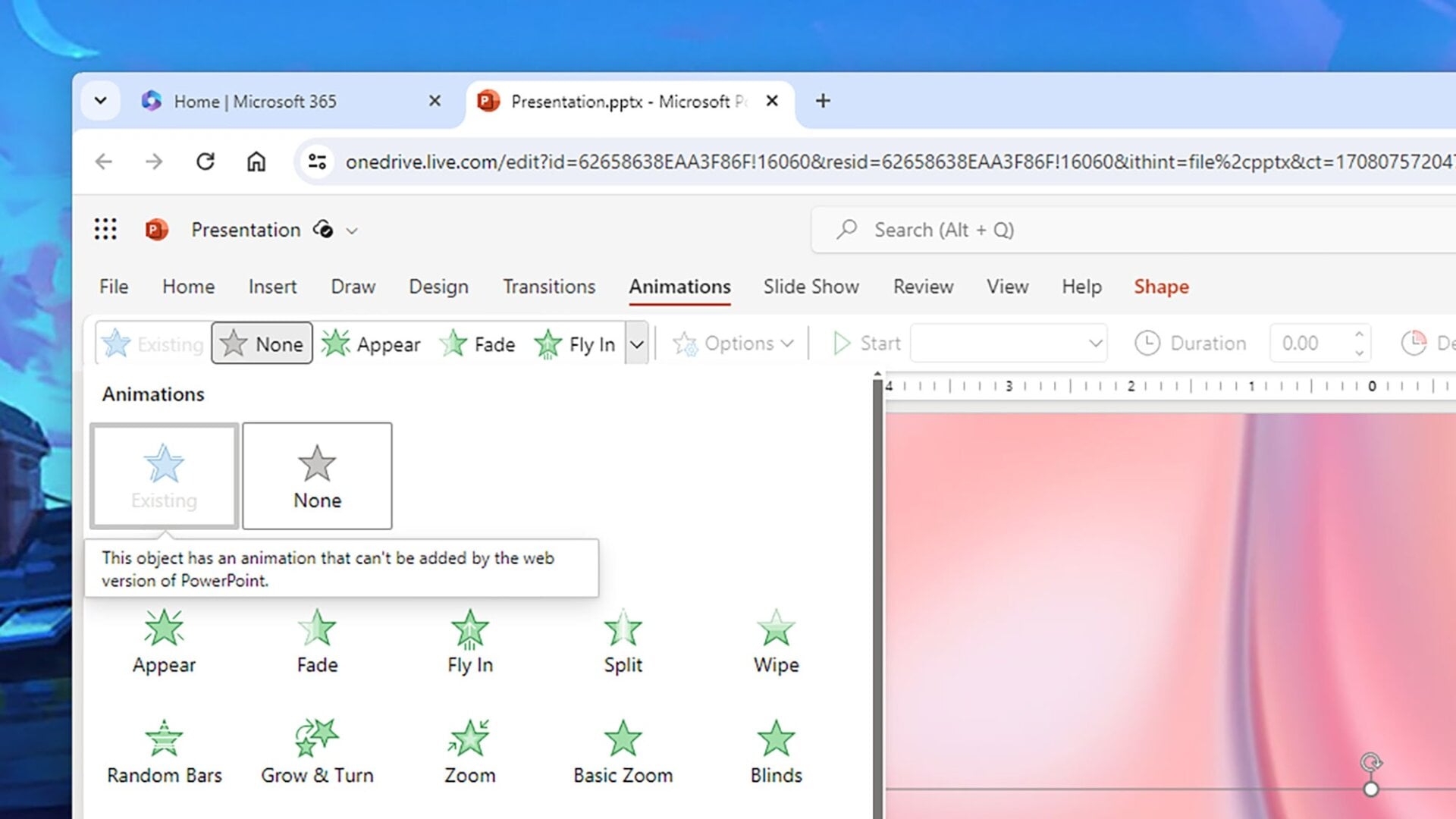 No se obtienen tantas animaciones de PowerPoint en la web.