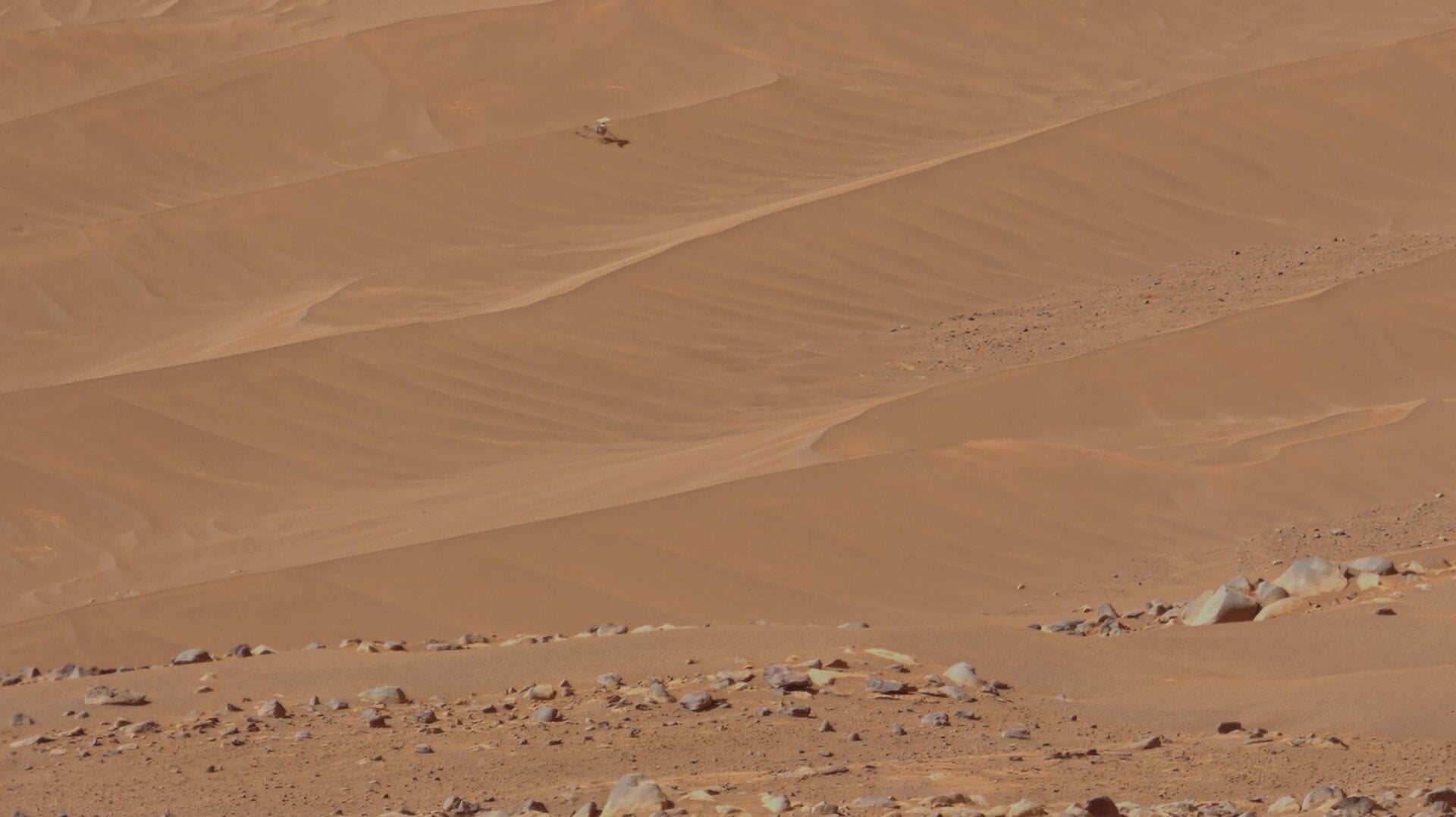 El rover Perseverance detectó el helicóptero Ingenuity en su lugar de descanso final.