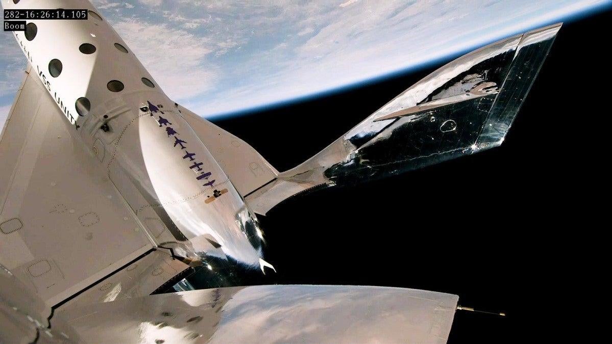 El VSS Unity Spaceplane durante su vuelo suborbital.