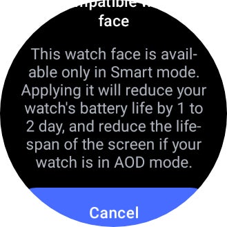 OnePlus envía esta pequeña alerta si instala una esfera de reloj que utiliza la pantalla siempre encendida.
