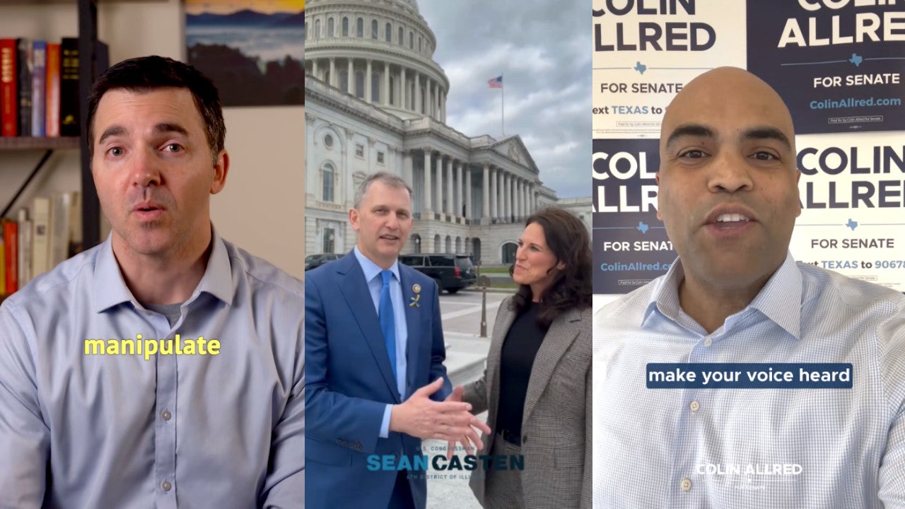 El representante Jeff Jackson, el representante Sean Casten y el representante Colin Allred en videos recientes de TikTok a pesar de su apoyo a un proyecto de ley que obligaría ByteDance se desinvertirá o será prohibido en EE. UU.