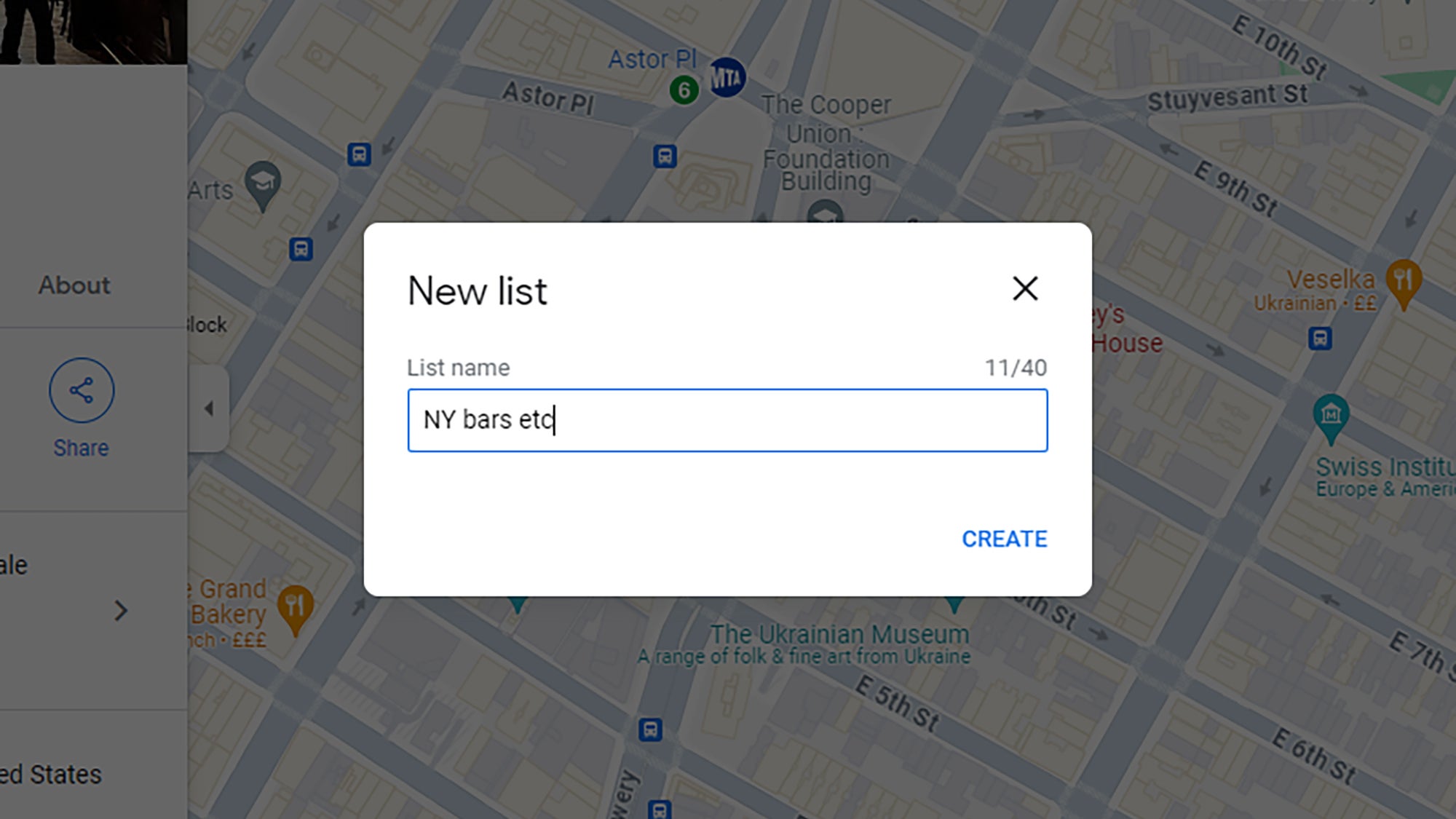 Se pueden agregar nombres y descripciones a las listas.