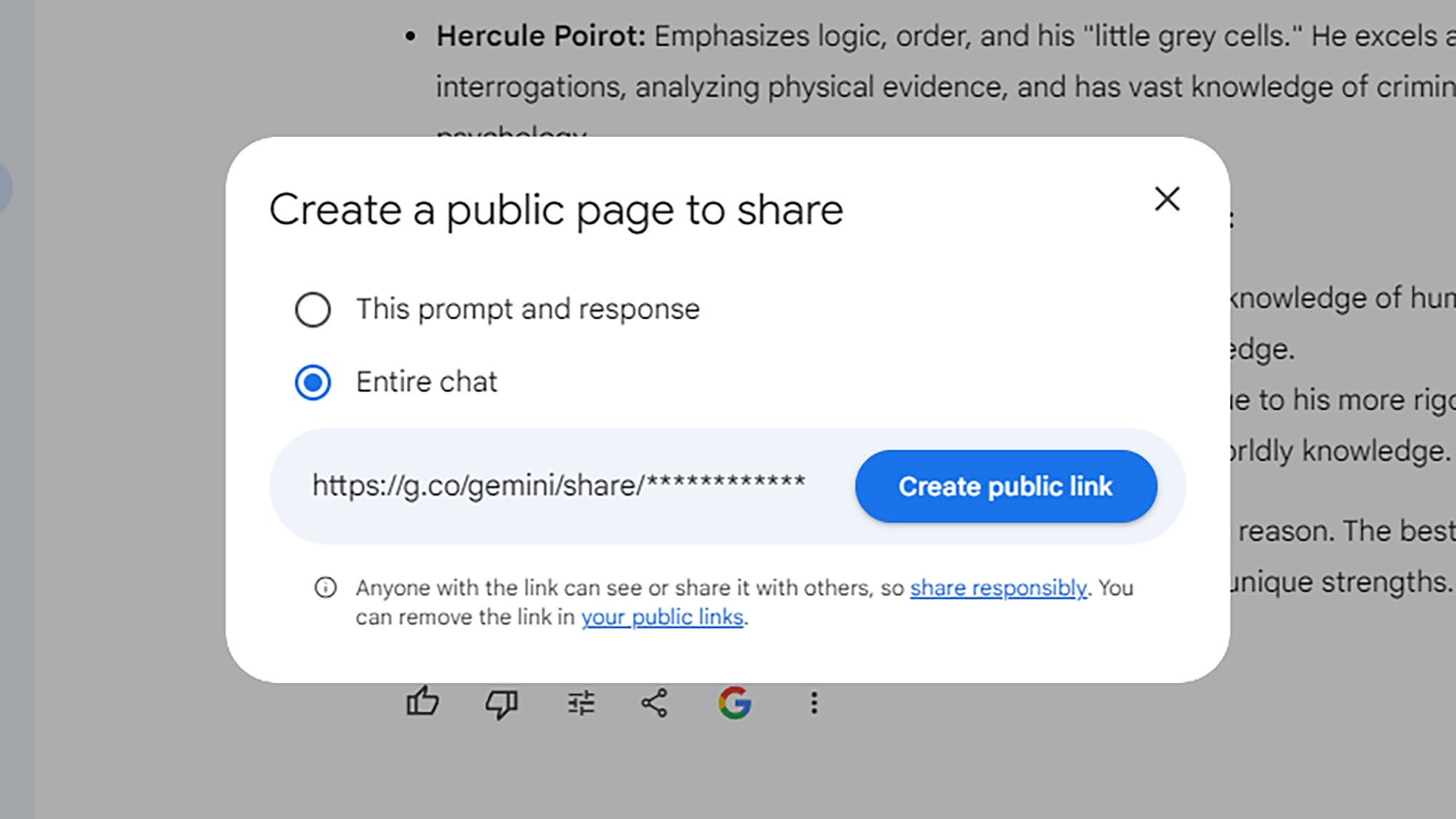 Cada respuesta puede compartirse públicamente.