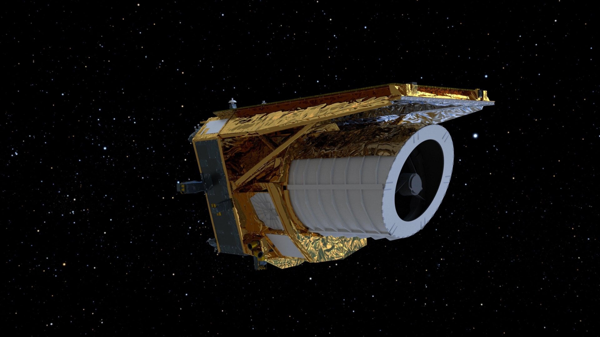 Una impresión artística de la misión Euclid de la ESA en el espacio.