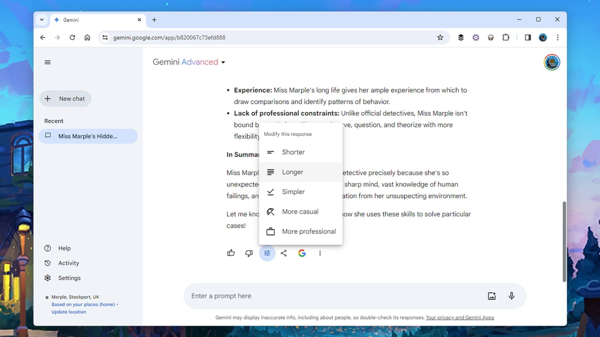 Cada respuesta puede modificarse rápidamente.