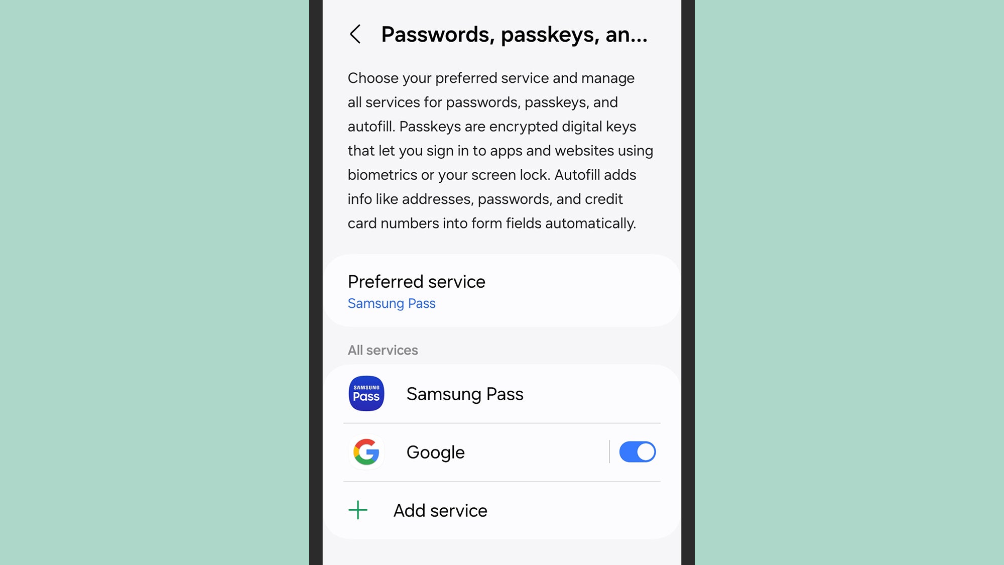 Google Password Manager compite con la alternativa de Samsung en los teléfonos Galaxy.