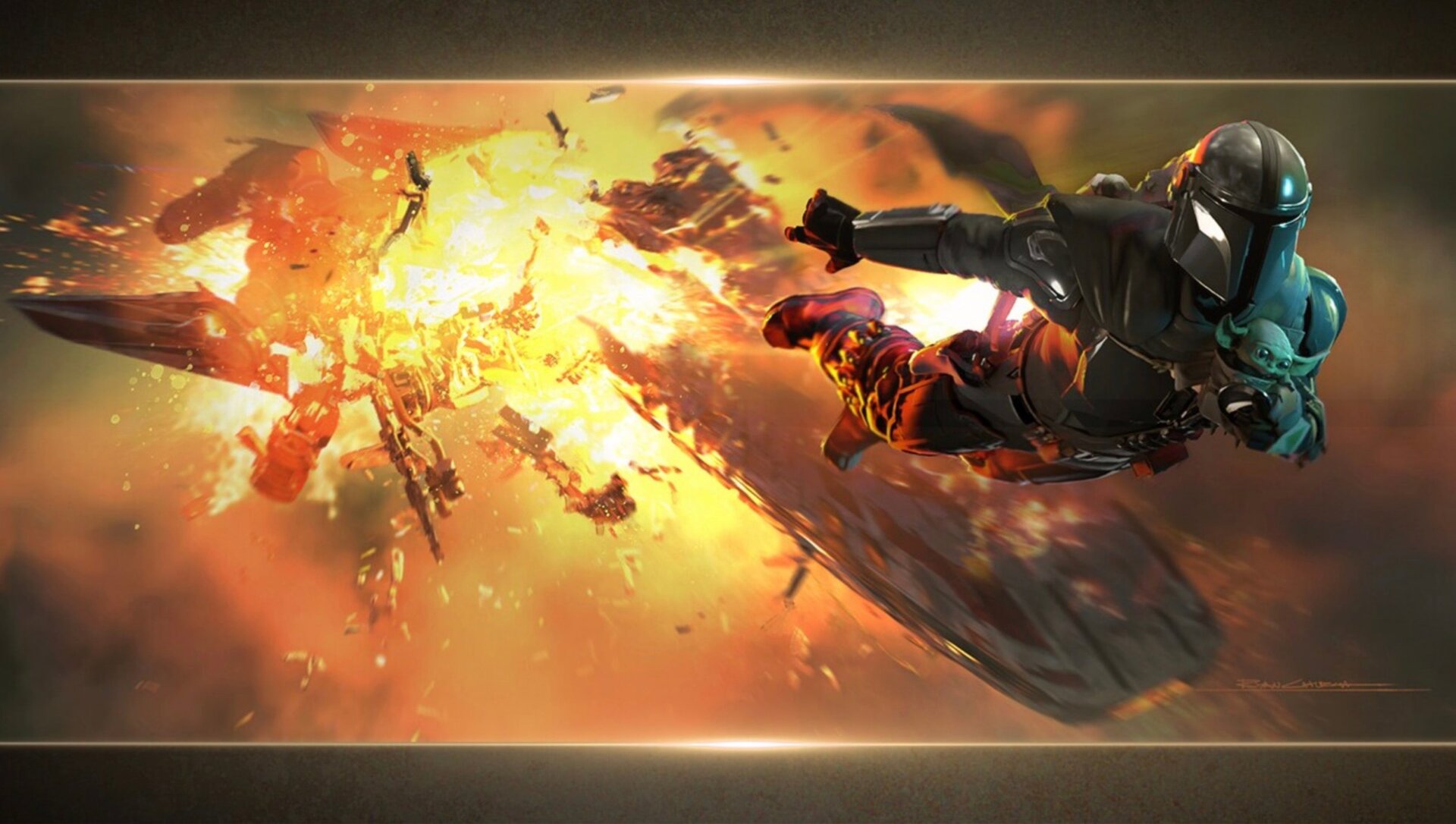 El mandaloriano y Grogu arte conceptual.