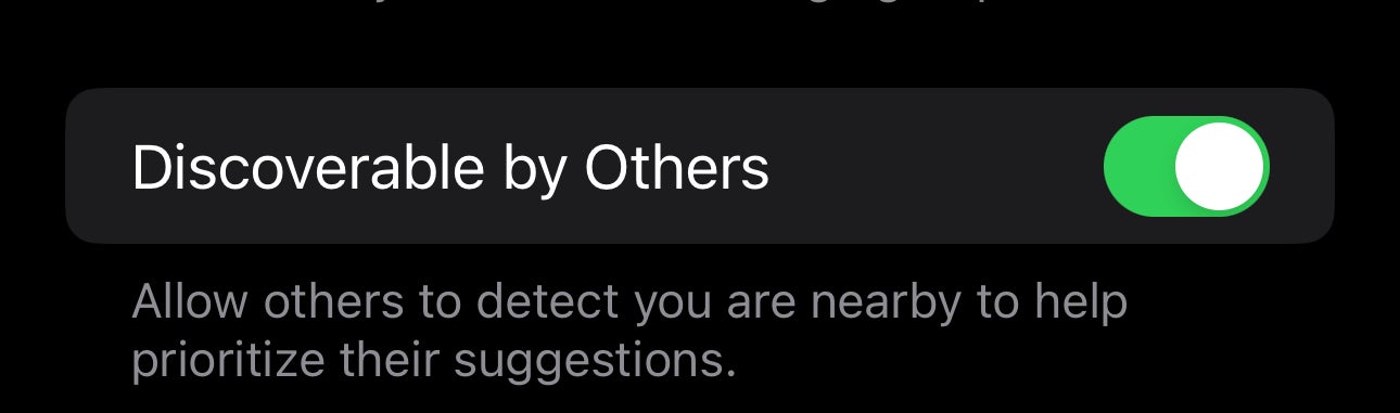 Asegúrese de desactivar  Descubrible por otros. 