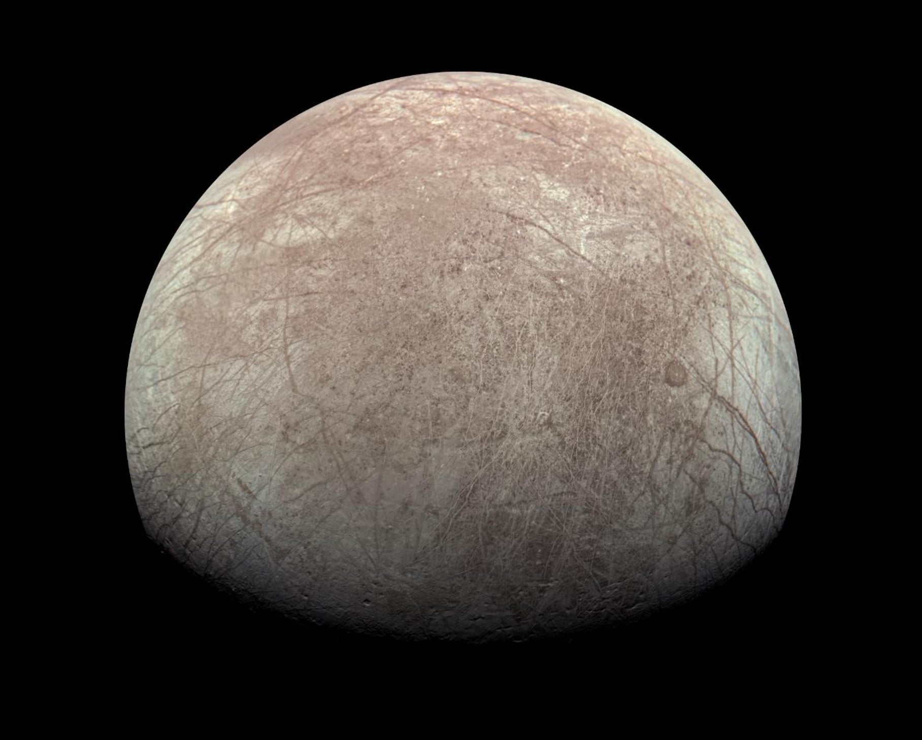 Europa, fotografiada por la JunoCam de Juno.